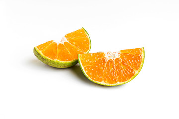 Slice piece orange fruit on white background