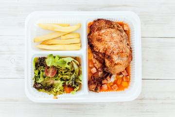 Chicken steak on wooden background