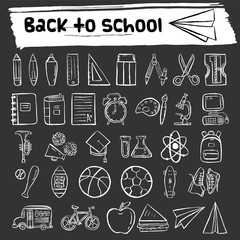 back to school hand drawn icon set