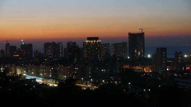 night urban scenes & overpass,sunset glow.
