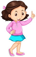 Little girl pointing up the finger