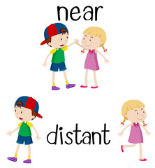 Opposite words for near and distant