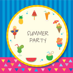 Summer party with fruit and dessert symbol