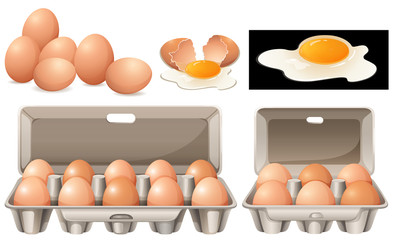 Raw eggs in different packages