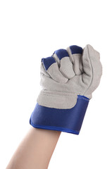 Working mens gloves on white background