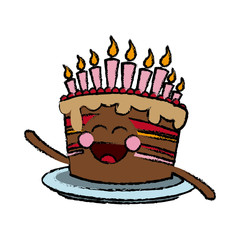 kawaii cake chocolate candles happy party celebration