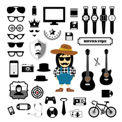 hipster style elements and icons set