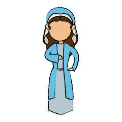 cute virgin mary character manger christmas