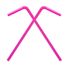 pink straw on white background