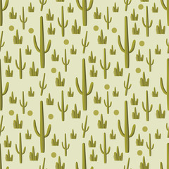 Vector cactus green seamless pattern