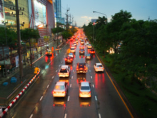 Blurred picture of traffic jam in bangkok,Thailand.
