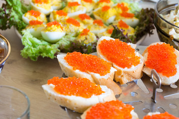 red caviar on festive table