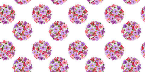 Wildflower kosmeya flower pattern in a watercolor style isolated.
