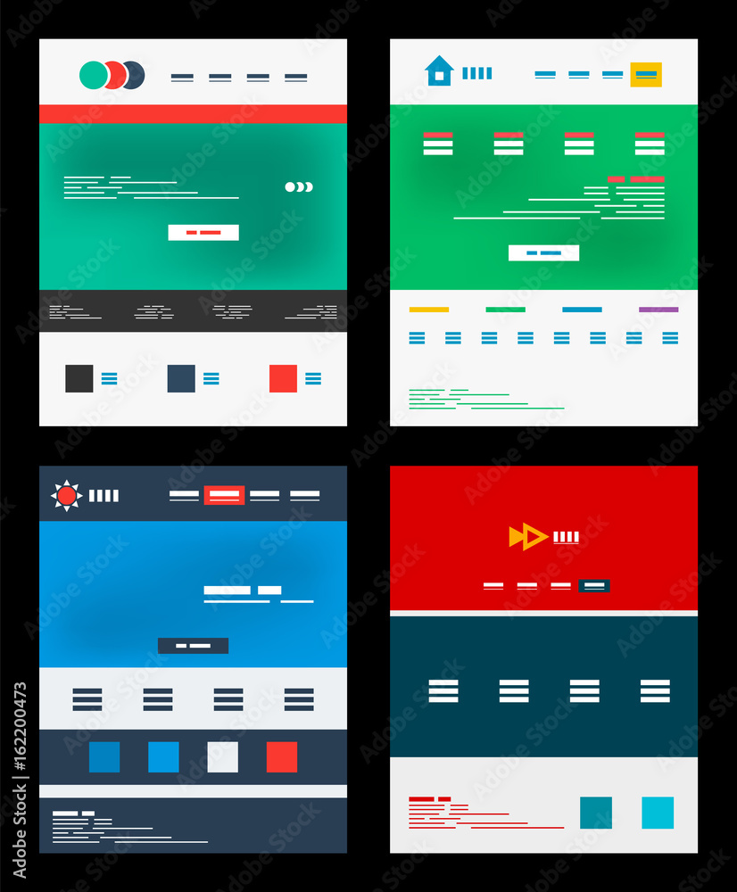 Wall mural vector web site schemes templates set