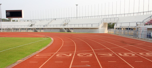 Numbers on running track.