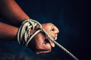 People lack freedom by being interrupted. Concept of human rights