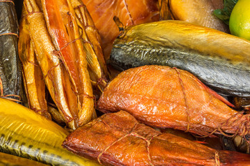 smoked fish in market