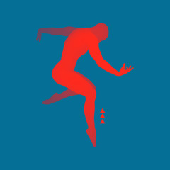 Man is Posing and Dancing. Silhouette of a Dancer. A Dancer Performs Acrobatic Elements. Sports Concept. 3D Model of Man. Human Body. Sport Symbol. Design Element. Vector Illustration.