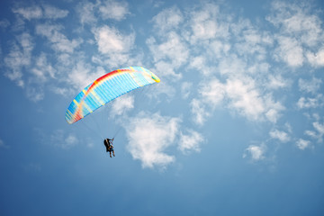 Paragliding along beautiful coastline.