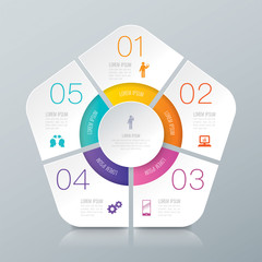 Infographics design vector and business icons with 5 options.