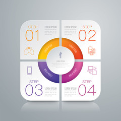 Infographics design vector and business icons with 4 options.