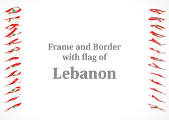 Obraz premium Frame and border with flag of Lebanon. 3d illustration