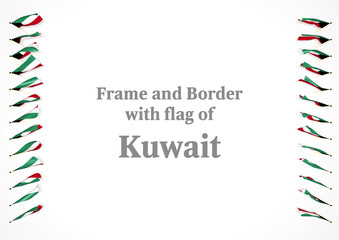 Frame and border with flag of Kuwait. 3d illustration