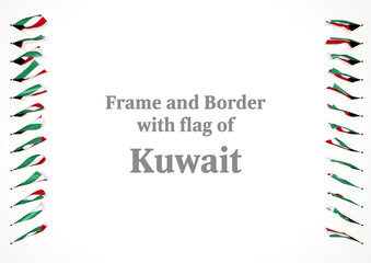 Fototapeta premium Frame and border with flag of Kuwait. 3d illustration