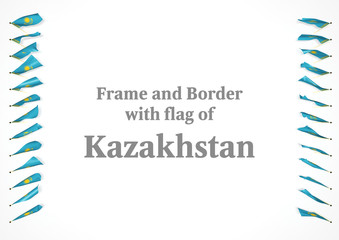Fototapeta na wymiar Frame and border with flag of Kazakhstan. 3d illustration