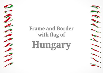 Fototapeta premium Frame and border with flag of Hungary. 3d illustration