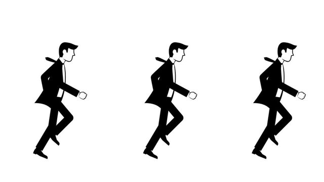 Animated looped pattern - running businessmens in suits following each other. Alpha channel included.