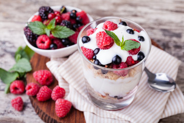 yogurt with muesli and berries