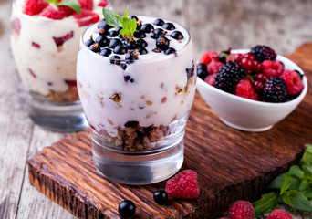 yogurt with muesli and berries
