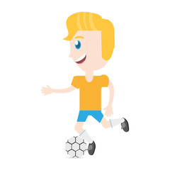isolated man playing soccer cartoon icon vector illustration graphic design