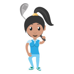women playing golf cartoon icon vector illustration graphic design