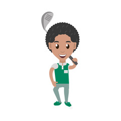 Fototapeta premium man playing golf cartoon icon vector illustration graphic design