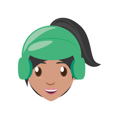 girl face cartoon icon vector illustration graphic design