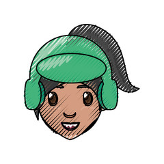 girl face cartoon icon vector illustration graphic design