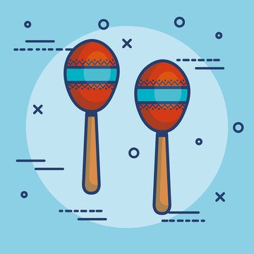 Colorful maracas over blue background vector illustration