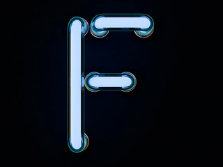 Neon tube letter on black background. 3D rendering