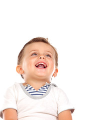 Beautiful little child with a beautiful smile looking up