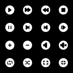 Vector white media buttons icons set