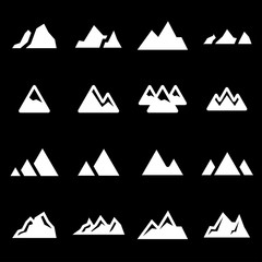 Vector white mountains icons set