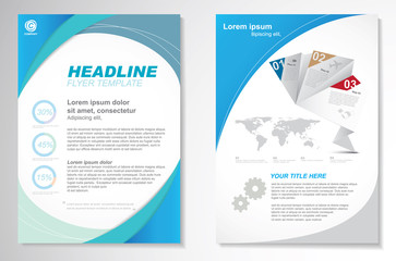 Template vector design for Brochure, Annual Report, Magazine, Poster, Corporate Presentation, Portfolio, Flyer, layout modern with  blue color size A4, Front and back, Easy to use and edit.