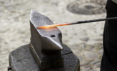 Red hot iron in a forge