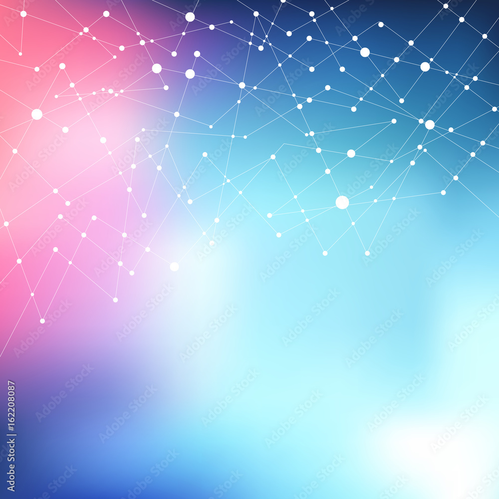 Poster abstract geometric modern technology concept multicolored blurred background with dots and lines. co