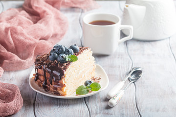 Piece of delicious sponge cake 