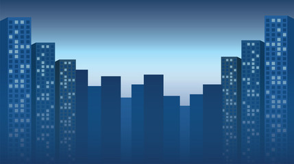 Fototapeta na wymiar Night city dark blue background. Skyscrapers vector illustration.