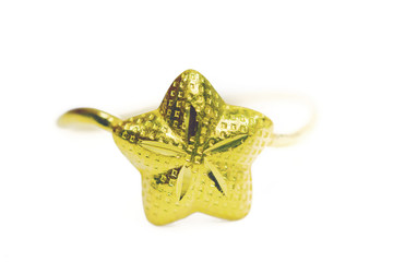 Gold pendant cameo fancy ring jewelry isolated on white