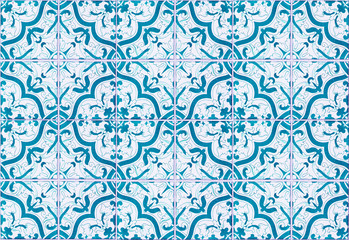 Colorful vintage ceramic tiles wall decoration